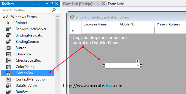 bind combo box control to datagridview control