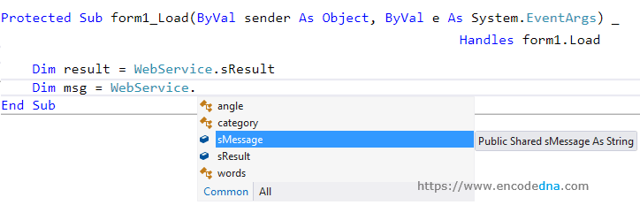 access web service public variables from code behind in asp.net