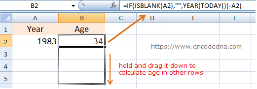 How To Calculate Age In Excel Using Just Year