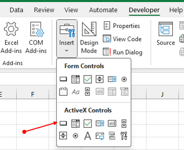 Excel ActiveX command button