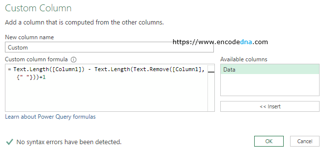 create custom column using power query