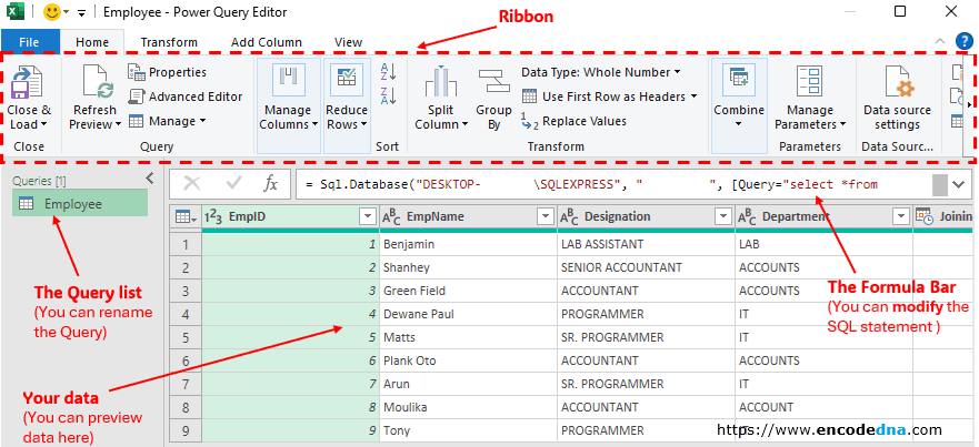 data preview in power query editor in excel