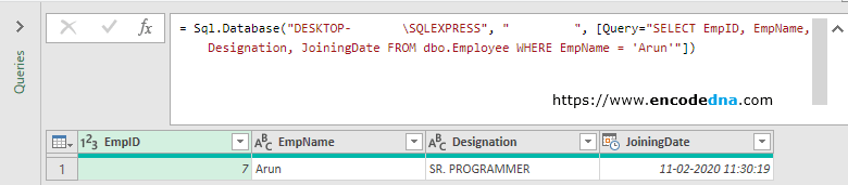 modify sql statement in power query editor in excel