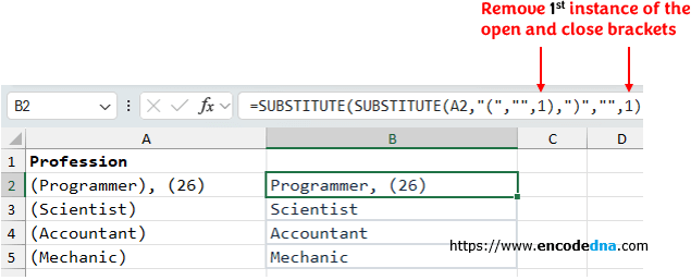 substitute function example in excel