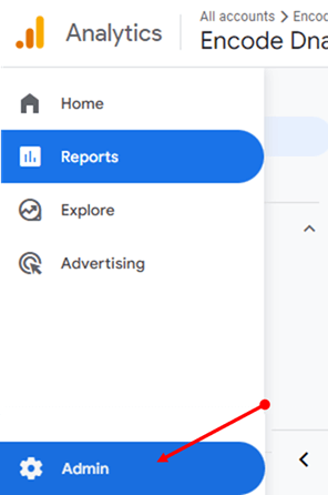 admin option in GA4