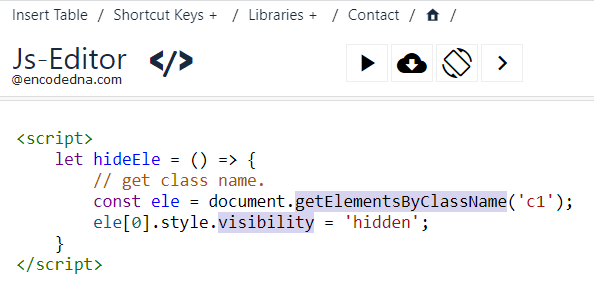 How To Hide HTML Element By Class Name Using JavaScript