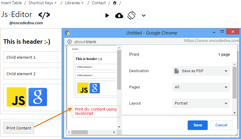 How To Print DIV Content With Image Using JavaScript